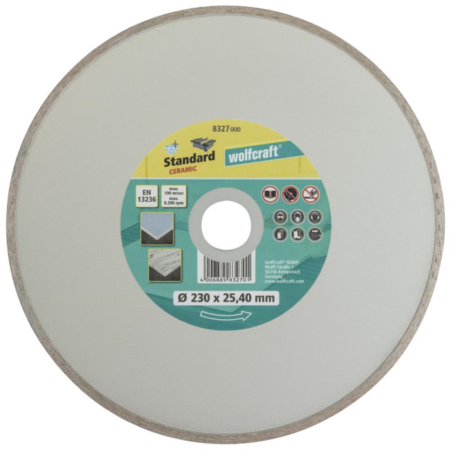 Wolfcraft dijamantska rezna ploča Standard-Ceramic 230mm 8327000 Wolfcraft dijamantska rezna ploča Standard-Ceramic 230mm 8327000