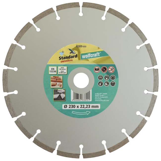 Wolfcraft dijamantska rezna ploča Standard Universal Ø230mm 8389000 Wolfcraft dijamantska rezna ploča Standard Universal Ø230mm 8389000