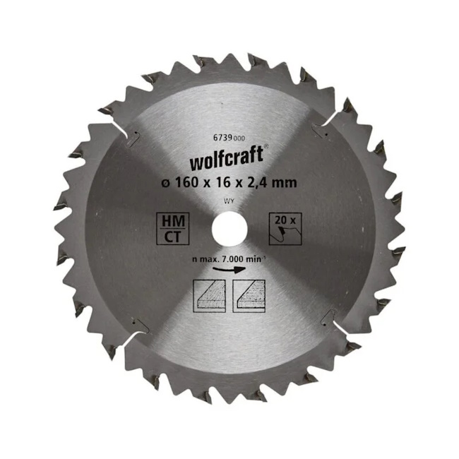 Wolfcraft kružna testera HM ø160x16x2.4mm 6739000 Wolfcraft kružna testera HM ø160x16x2.4mm 6739000