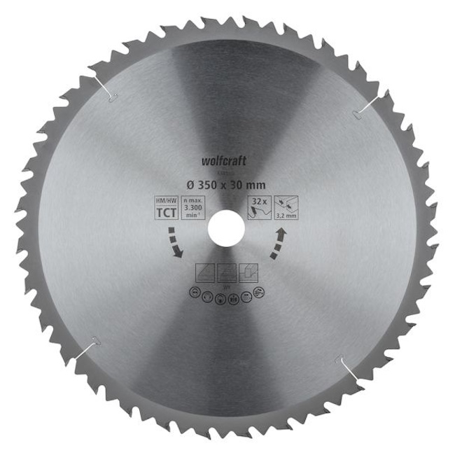 Wolfcraft kružna testera za cirkulare HM ø350x30x3.2mm 6593000 Wolfcraft kružna testera za cirkulare HM ø350x30x3.2mm 6593000