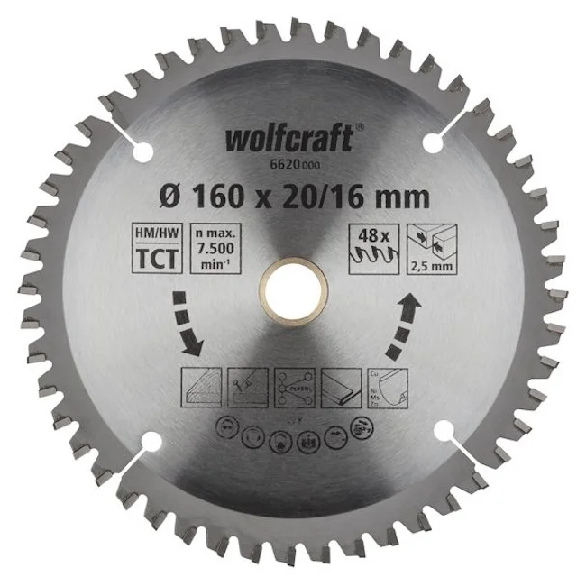 Wolfcraft kružna testera za ručne cirkulare HM ø160x20-16x2.5mm 6620000 Wolfcraft kružna testera za ručne cirkulare HM ø160x20-16x2.5mm 6620000