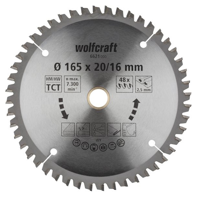 Wolfcraft kružna testera za ručne cirkulare HM ø165x20-16x2.5mm 6621000