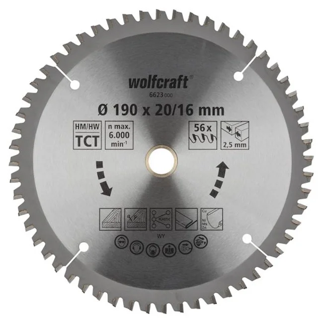 Wolfcraft kružna testera za ručne cirkulare HM ø190x20-16x2.5mm 6623000 Wolfcraft kružna testera za ručne cirkulare HM ø190x20-16x2.5mm 6623000