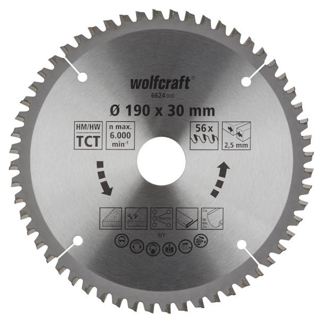Wolfcraft kružna testera za ručne cirkulare HM ø190x30x2.5mm 6624000 Wolfcraft kružna testera za ručne cirkulare HM ø190x30x2.5mm 6624000