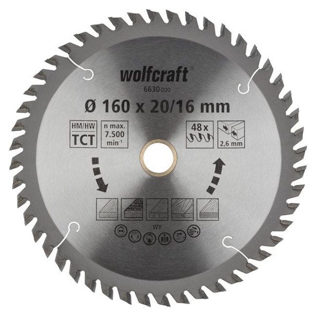Wolfcraft kružna testera za ručne cirkulare HM ø160x20-16x2.6mm 6630000