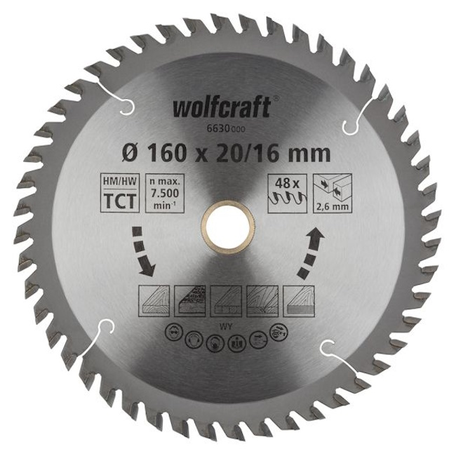 Wolfcraft kružna testera za ručne cirkulare HM ø160x20-16x2.6mm 6630000 Wolfcraft kružna testera za ručne cirkulare HM ø160x20-16x2.6mm 6630000