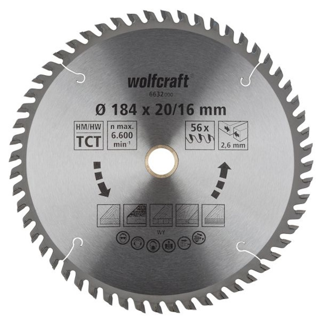 Wolfcraft kružna testera za ručne cirkulare HM ø184x20-16x2.6mm 6632000 Wolfcraft kružna testera za ručne cirkulare HM ø184x20-16x2.6mm 6632000