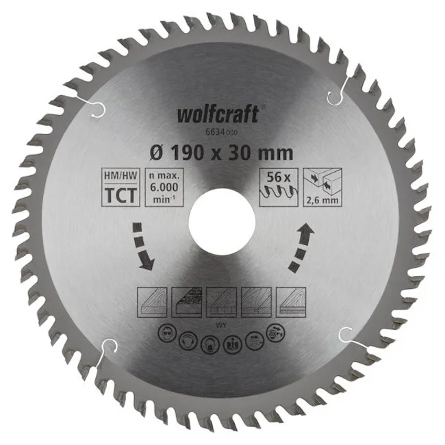Wolfcraft kružna testera za ručne cirkulare HM ø190x30x2.6mm 6634000 Wolfcraft kružna testera za ručne cirkulare HM ø190x30x2.6mm 6634000