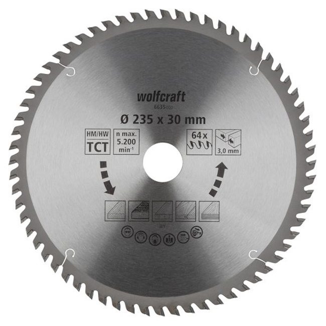 Wolfcraft kružna testera za ručne cirkulare HM ø235x30x3mm 6635000 Wolfcraft kružna testera za ručne cirkulare HM ø235x30x3mm 6635000