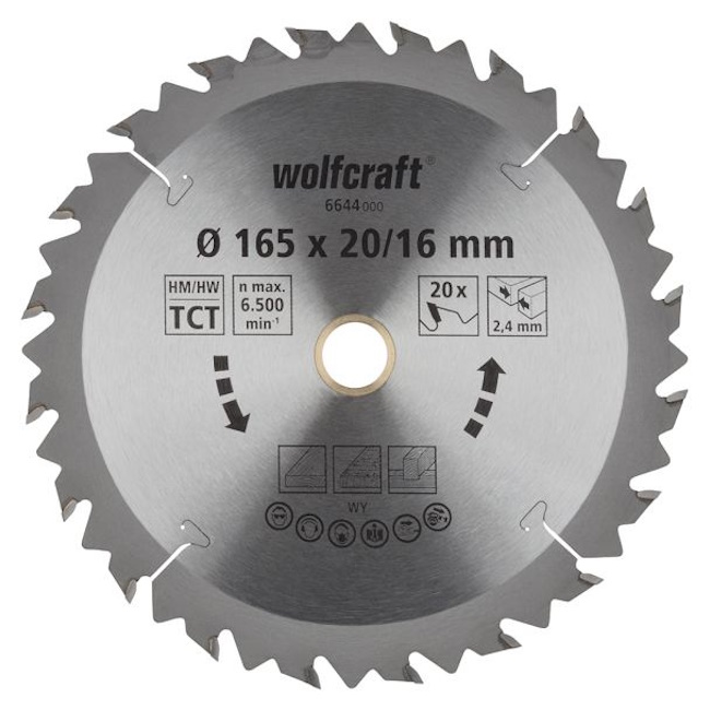 Wolfcraft kružna testera za ručne cirkulare HM ø165x20-16x2.4mm 6644000