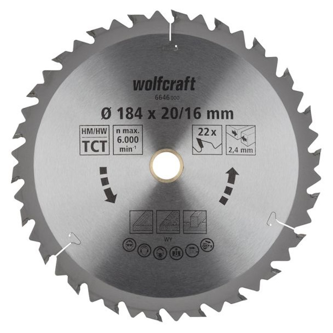 Wolfcraft kružna testera za ručne cirkulare HM ø184x20-16x2.4mm 6646000 Wolfcraft kružna testera za ručne cirkulare HM ø184x20-16x2.4mm 6646000
