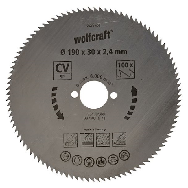 Wolfcraft kružna testera za ručne cirkulare CV ø190x30x2.4mm 6277000 Wolfcraft kružna testera za ručne cirkulare CV ø190x30x2.4mm 6277000