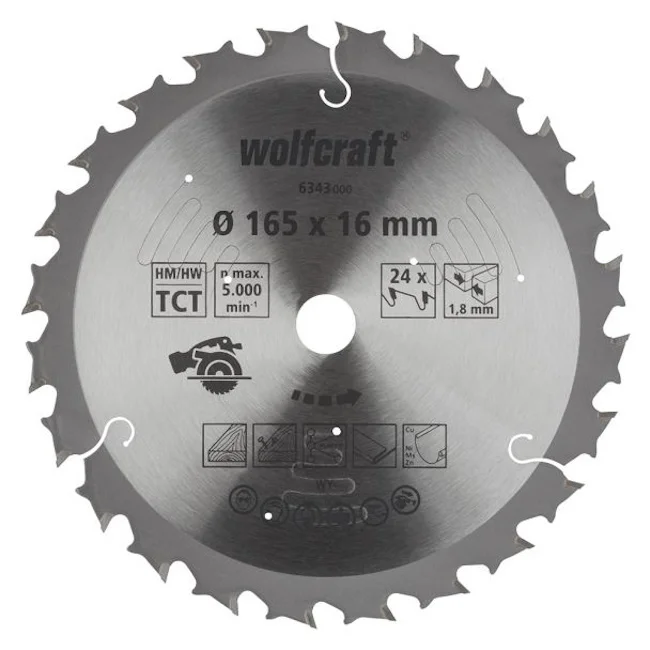 Wolfcraft kružna testera za ručne cirkulare HM ø165x16x1.8mm 6343000 Wolfcraft kružna testera za ručne cirkulare HM ø165x16x1.8mm 6343000