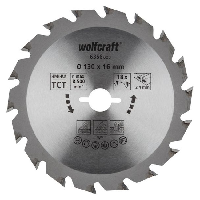 Wolfcraft kružna testera za ručne cirkulare HM ø130x16x2.4mm 6356000 Wolfcraft kružna testera za ručne cirkulare HM ø130x16x2.4mm 6356000