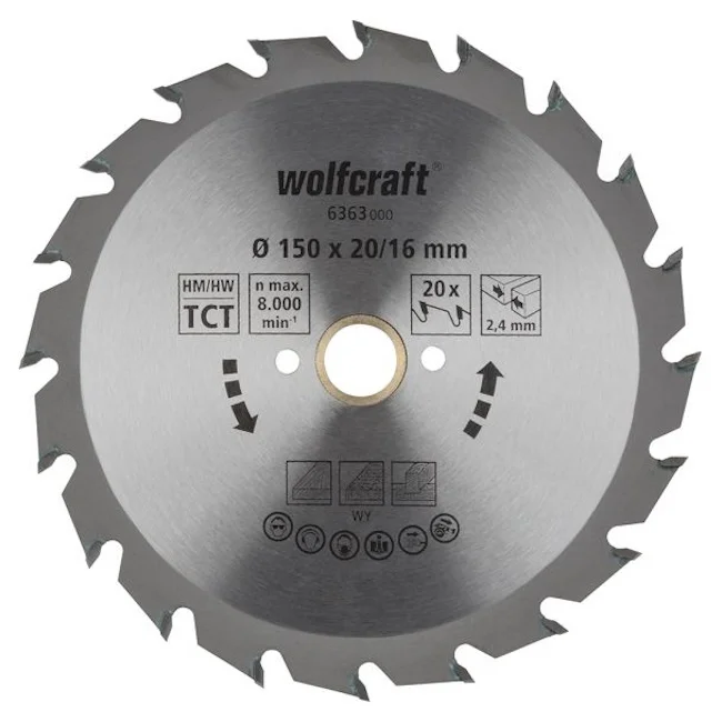 Wolfcraft kružna testera za ručne cirkulare HM ø150x16x2.4mm 6363000 Wolfcraft kružna testera za ručne cirkulare HM ø150x16x2.4mm 6363000