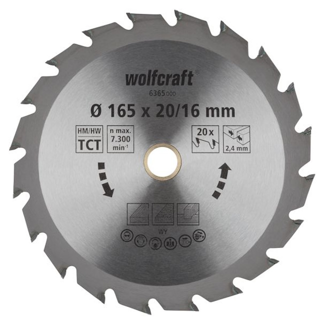 Wolfcraft kružna testera za ručne cirkulare HM ø165x20-16x2.4mm 6365000 Wolfcraft kružna testera za ručne cirkulare HM ø165x20-16x2.4mm 6365000