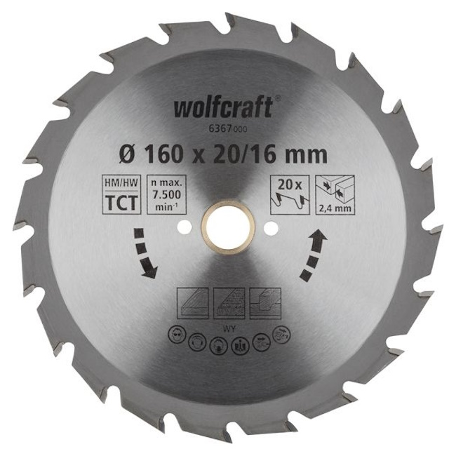 Wolfcraft kružna testera za ručne cirkulare HM ø160x16x2.4mm 6367000