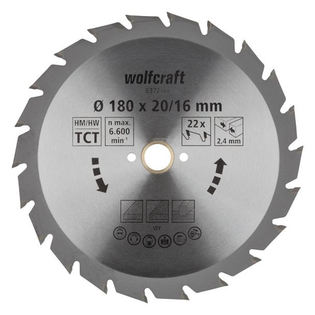 Wolfcraft kružna testera za ručne cirkulare HM ø180x20x2.4mm 6372000 Wolfcraft kružna testera za ručne cirkulare HM ø180x20x2.4mm 6372000