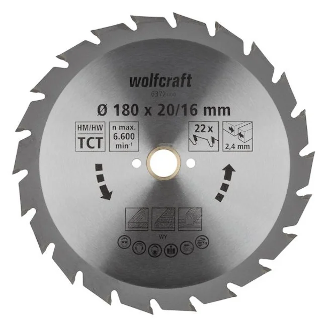 Wolfcraft kružna testera za ručne cirkulare HM ø180x20x2.4mm 6372000 Wolfcraft kružna testera za ručne cirkulare HM ø180x20x2.4mm 6372000