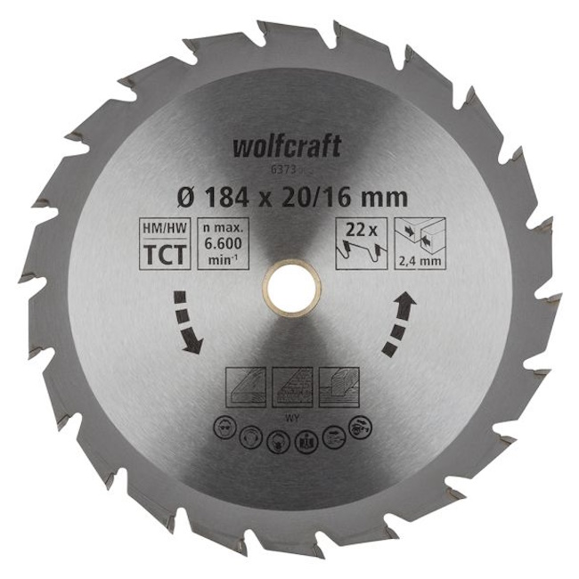 Wolfcraft kružna testera za ručne cirkulare HM ø184x16x2.4mm 6373000