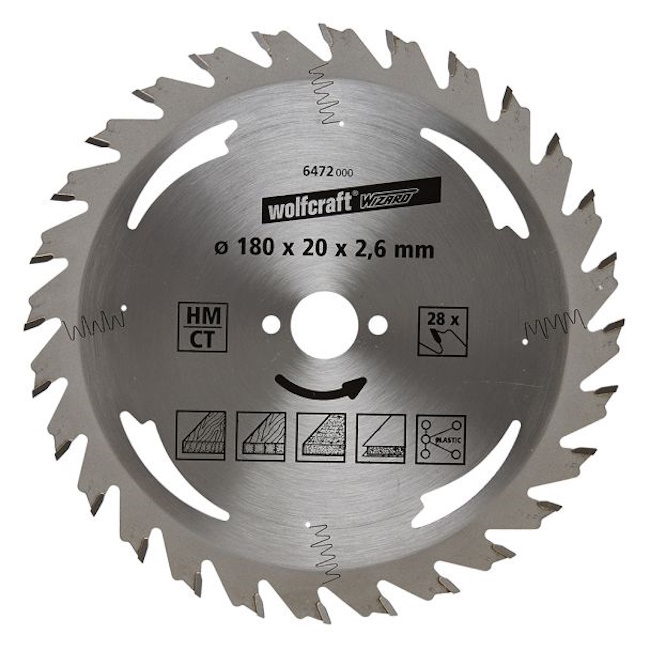 Wolfcraft kružna testera za ručne cirkulare HM ø180x20x2.6mm 6472000 Wolfcraft kružna testera za ručne cirkulare HM ø180x20x2.6mm 6472000