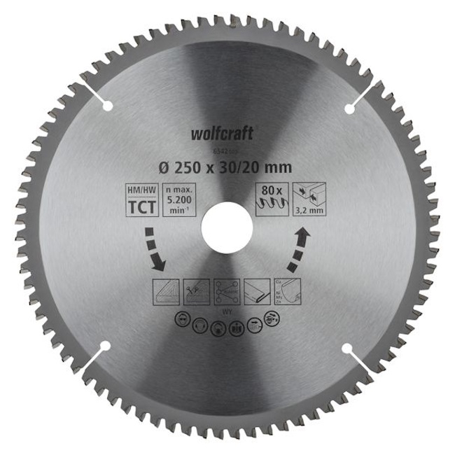 Wolfcraft kružna testera za ručne cirkulare HM ø250x30-20x3.2mm 6542000