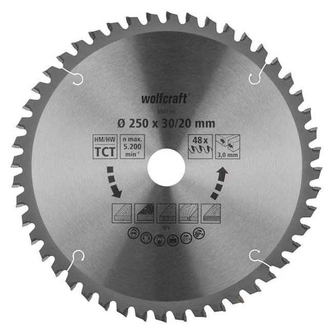 Wolfcraft kružna testera za ručne cirkulare HM ø250x30-20x3mm 6547000