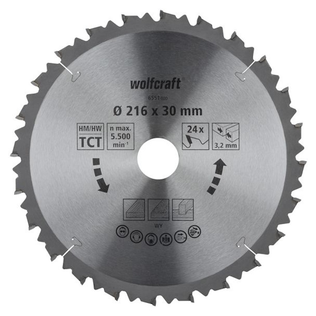 Wolfcraft kružna testera za ručne cirkulare HM ø216x30x3.2mm 6551000 Wolfcraft kružna testera za ručne cirkulare HM ø216x30x3.2mm 6551000