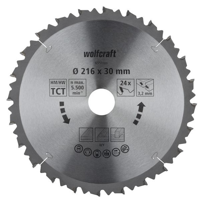 Wolfcraft kružna testera za ručne cirkulare HM ø216x30x3.2mm 6551000