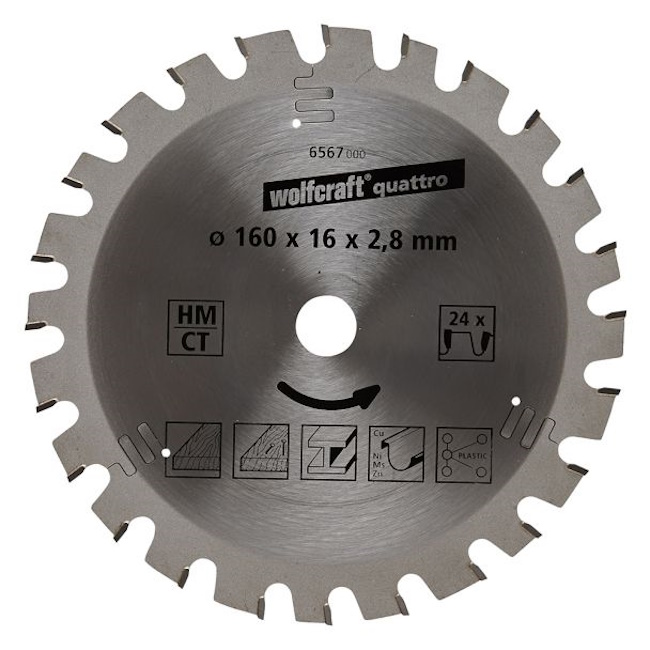 Wolfcraft kružna testera za ručne cirkulare HM ø160x16x2.8mm 6567000