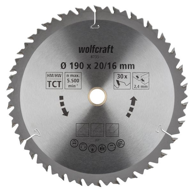 Wolfcraft kružna testera za ručne cirkulare HM ø190x16x2.4mm 6735000
