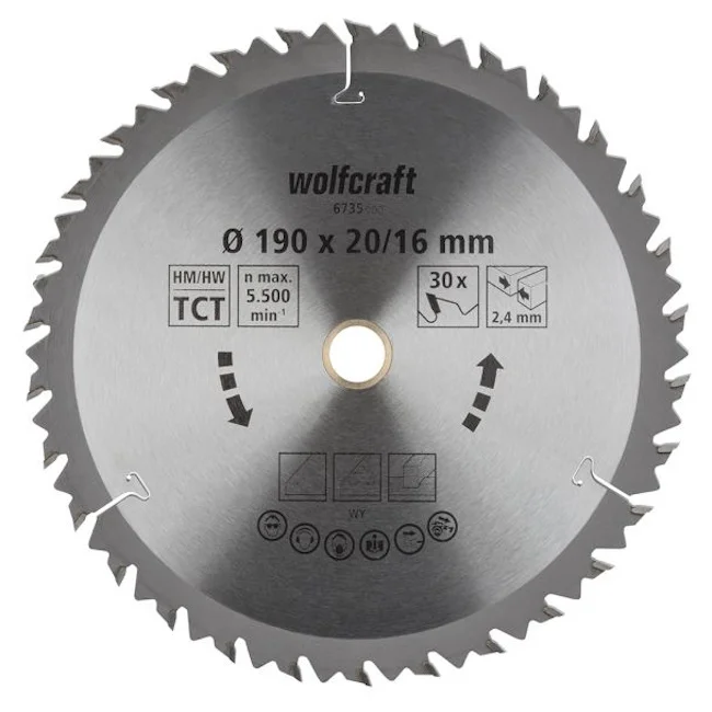 Wolfcraft kružna testera za ručne cirkulare HM ø190x16x2.4mm 6735000 Wolfcraft kružna testera za ručne cirkulare HM ø190x16x2.4mm 6735000