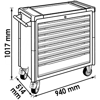 Vigor XL kolica za alat sa 8 fioka V4481-X-6
