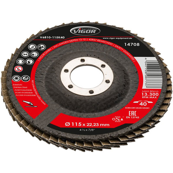 Vigor set lamelnih brusnih diskova 10 komada 115mm V6810-115K60 Vigor set lamelnih brusnih diskova 10 komada 115mm V6810-115K60