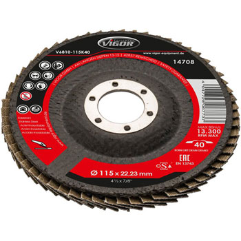 Vigor set lamelnih brusnih diskova 10 komada 115mm V6810-115K80 Vigor set lamelnih brusnih diskova 10 komada 115mm V6810-115K80
