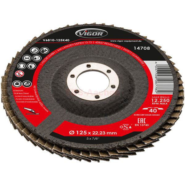 Vigor set lamelnih brusnih diskova 10 komada 125mm V7010-125K80 Vigor set lamelnih brusnih diskova 10 komada 125mm V7010-125K80