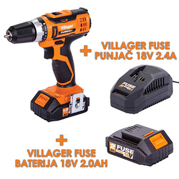 Villager Fuse akumulatorska bušilica/odvijač VLN 3220 056361 + Villager Fuse baterija 18V 2.0Ah 056370 + Villager Fuse punjač 18V 2.4A 056373 Villager Fuse akumulatorska bušilica/odvijač VLN 3220 056361 + Villager Fuse baterija 18V 2.0Ah 056370 + Villager Fuse punjač 18V 2.4A 056373