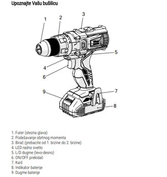 Villager Fuse akumulatorska bušilica/odvijač VLP 5220 058187 + POKLON Villager Fuse baterija 18V 4.0Ah 056371-6