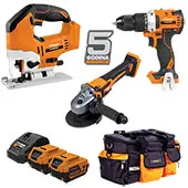 Villager Fuse VLP Brushless set - Aku bušilica VLP 5020 + aku ugaona brusilica VLP 4520 + aku ubodna testera VLP 1320 + baterije 2x4Ah + punjač + torba