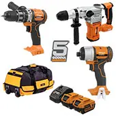 Villager Fuse VPL BRUSHLESS set - Aku udarna bušilica VPL 8120 + udarni zavrtač VPL 8420 + + aku čekić VPL 0420 + 2x4Ah baterije + punjač + torba