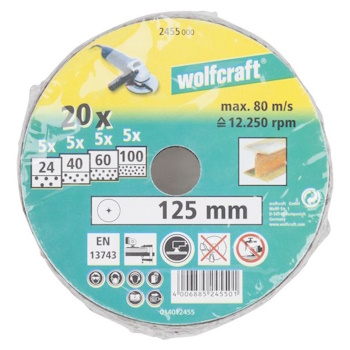 Wolfcraft brusni diskovi filcovani ø125mm set 20/1 2455000 Wolfcraft brusni diskovi filcovani ø125mm set 20/1 2455000