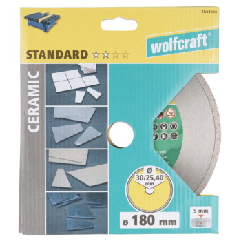 Wolfcraft dijamantska rezna ploča Standard-Ceramic 180mm 1651000 Wolfcraft dijamantska rezna ploča Standard-Ceramic 180mm 1651000