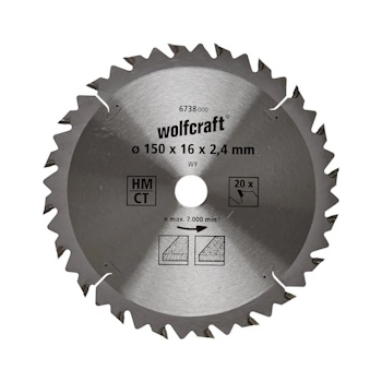 Wolfcraft kružna testera HM ø150x16x2.4mm 6738000 Wolfcraft kružna testera HM ø150x16x2.4mm 6738000