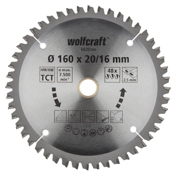 Wolfcraft kružna testera za ručne cirkulare HM ø160x20-16x2.5mm 6620000