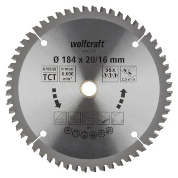 Wolfcraft kružna testera za ručne cirkulare HM ø184x20-16x2.5mm 6622000