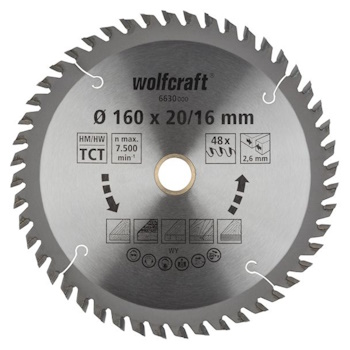 Wolfcraft kružna testera za ručne cirkulare HM ø160x20-16x2.6mm 6630000