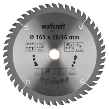 Wolfcraft kružna testera za ručne cirkulare HM ø165x20-16x2.6mm 6631000 Wolfcraft kružna testera za ručne cirkulare HM ø165x20-16x2.6mm 6631000