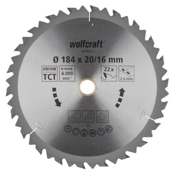 Wolfcraft kružna testera za ručne cirkulare HM ø184x20-16x2.4mm 6646000 Wolfcraft kružna testera za ručne cirkulare HM ø184x20-16x2.4mm 6646000