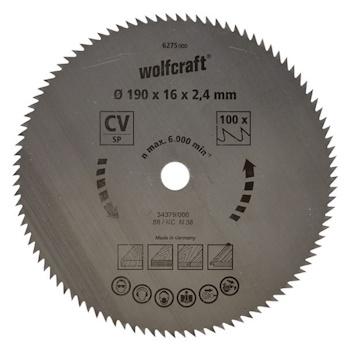 Wolfcraft kružna testera za ručne cirkulare CV ø190x16x2.4mm 6275000 Wolfcraft kružna testera za ručne cirkulare CV ø190x16x2.4mm 6275000