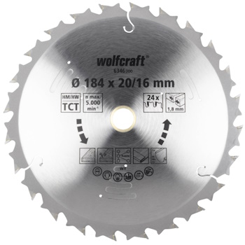 Wolfcraft kružna testera za ručne cirkulare HM ø184x20-16x1.8mm 6346000